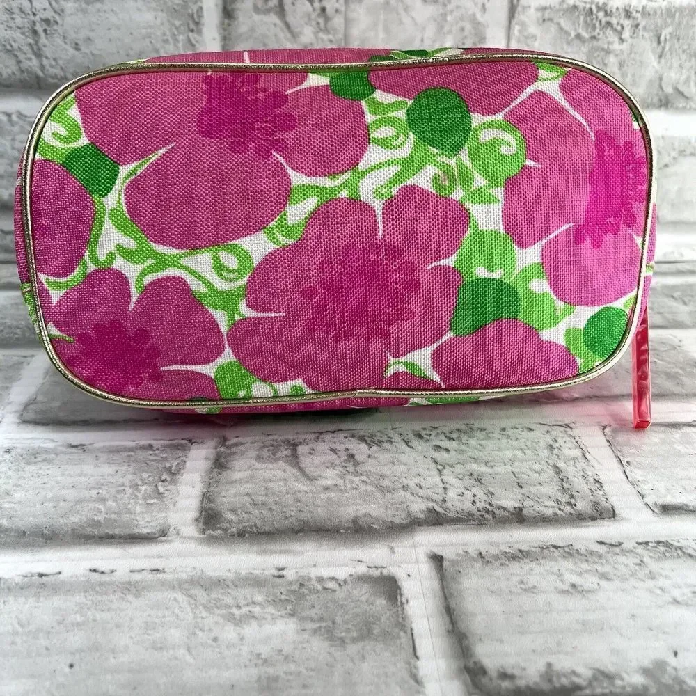 Lilly Pulitzer for Estee Lauder Pink Floral Cosmetic Clutch Bag